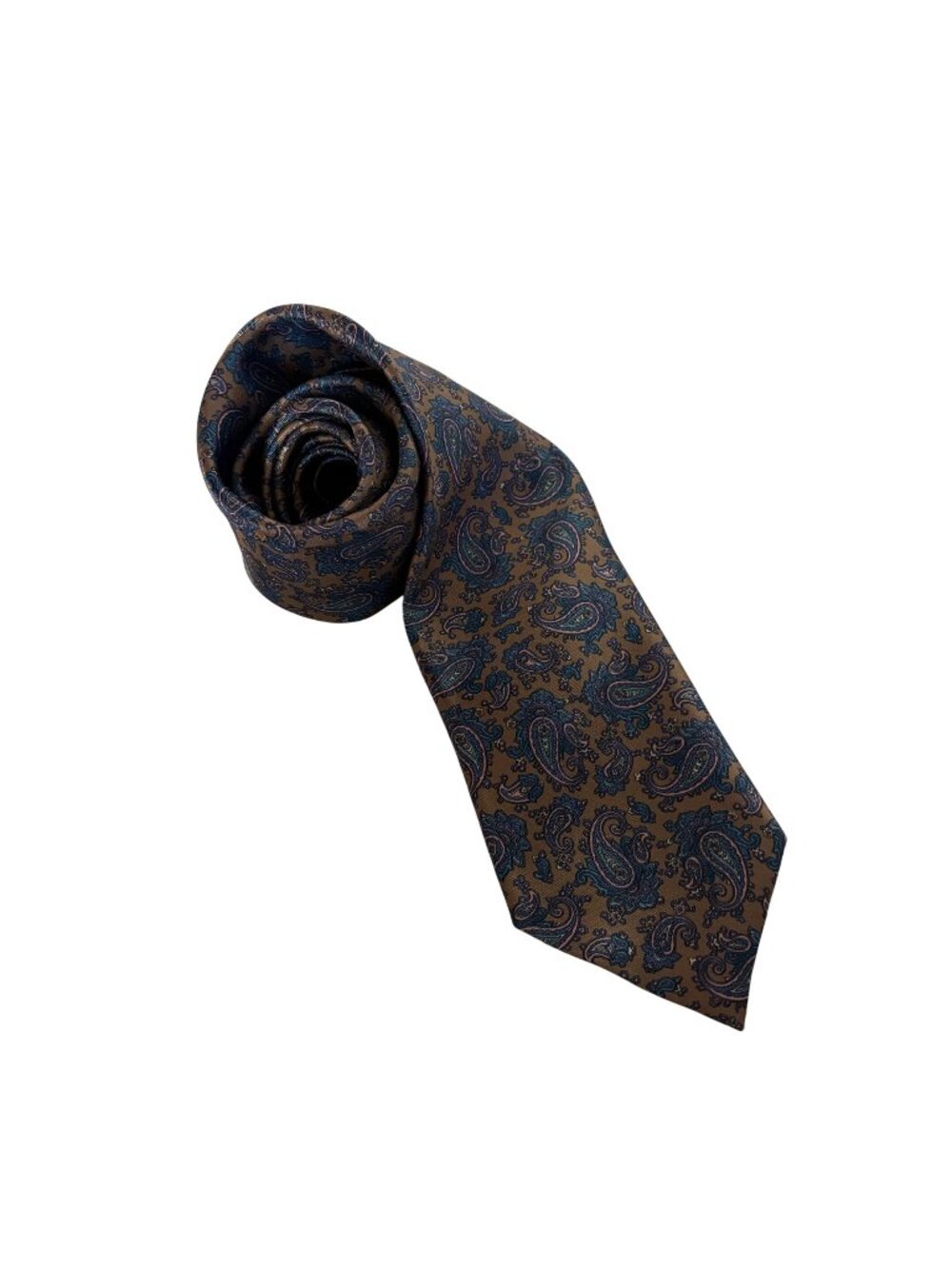 Essex Row Brown Blue Paisley Mens Tie Satin Poly Classic Necktie Work Formal